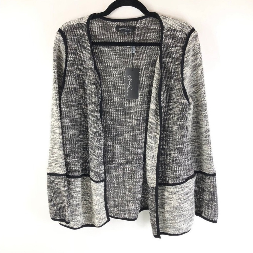 NWT! Nicole Sabbattini Open Front Cardigan Metallic Marled Gray M